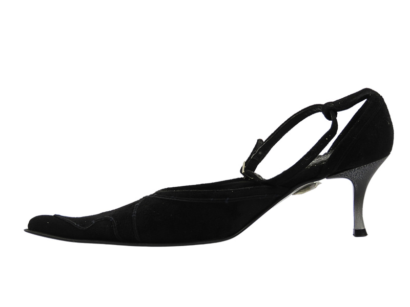 Černé lodičky na podpatku z přírodní kůže – Roberto Vitali 449N7 Vintage