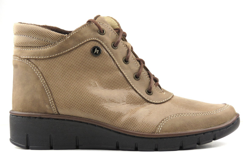 Dámské kožené kozačky ve sportovním stylu - Helios Komfort 531, béžová