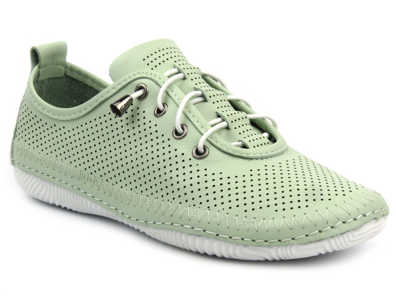 Dámské prolamované boty z přírodní kůže - Artiker 54C0833, zelená