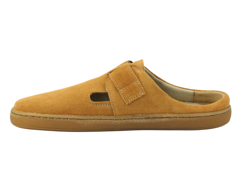 Barefoot semišové minimalistické dámské nazouváky Nika Komfort 1471, camel
