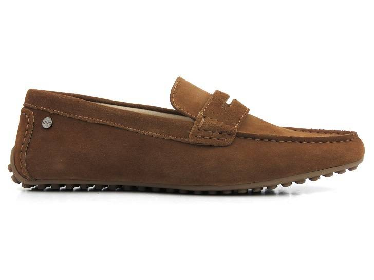 Pánské semišové kožené mokasíny - GOE JJ1N4043, hnědé
