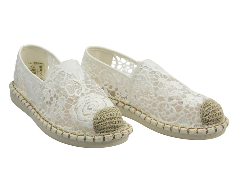 Dámské nazouvací polobotky – espadrilky Potocki 25-103301, bílé