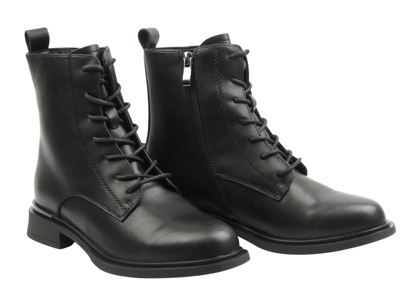 Dámské kožené kotníkové boty černé Cambell 25-98313