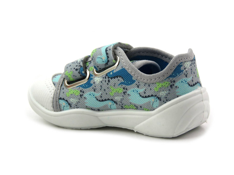 Dětské pantofle na suchý zip - BEFADO 907P156, šedé s dinosaury