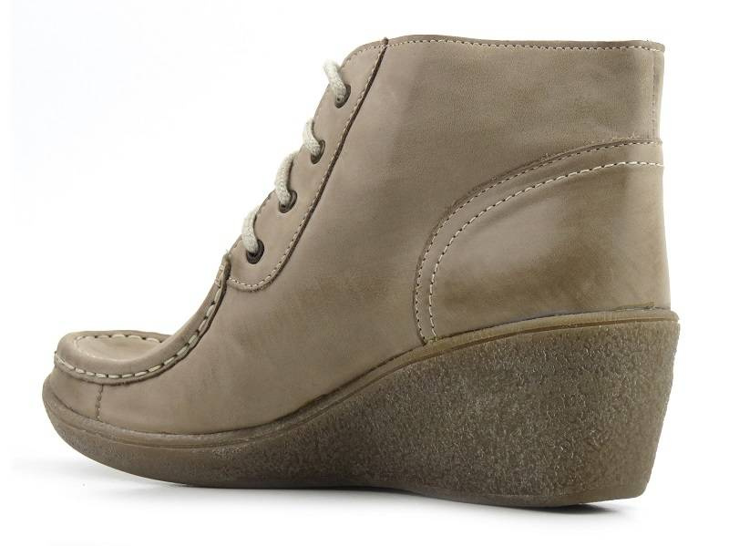 Kožené dámské kozačky na klínku - HELIOS KOMFORT 629-2, béžová