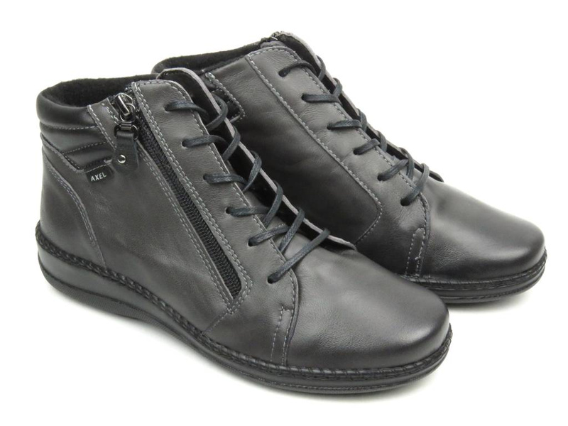 Pohodlné dámské kotníkové boty na zip - AXEL Orthopedic 4356, šedá