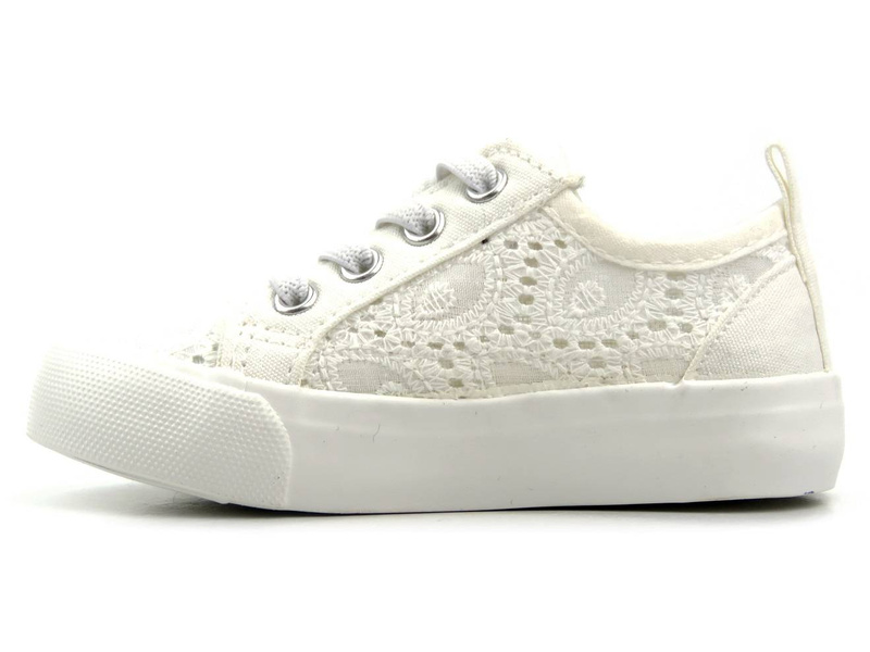 Prolamované dětské tenisky s elastickými tkaničkami - BIG STAR JJ374134, bílé