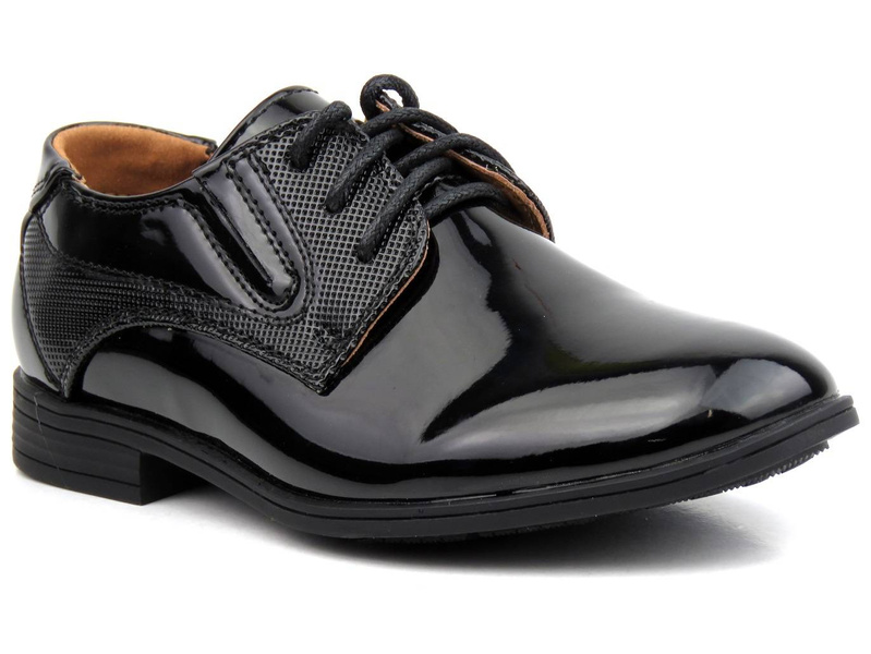 Elegantní společenské boty, společenské boty - WOJTYŁKO 1196, černé lakované boty