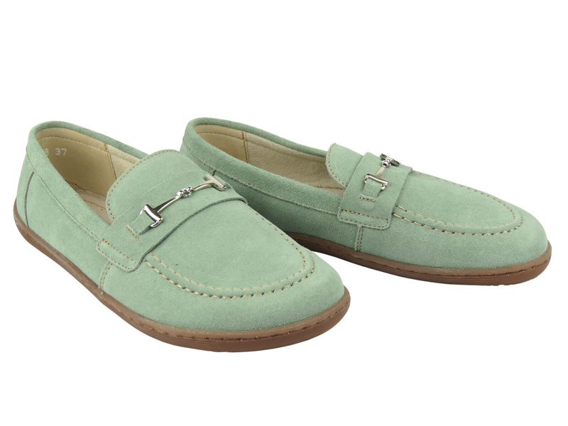 Dámské kožené barefoot mokasíny Nika Komfort 1458 zelené – minimalistické pohodlí