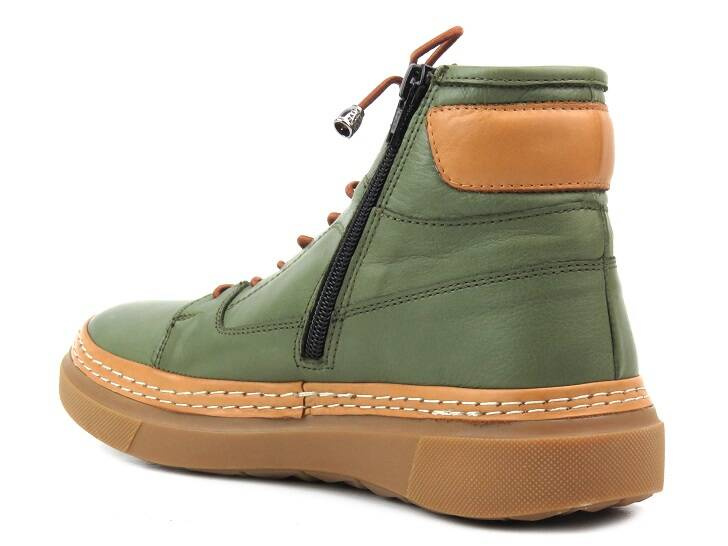 Dámské kotníkové boty z měkké kůže - MANITU 990354-07, zelené