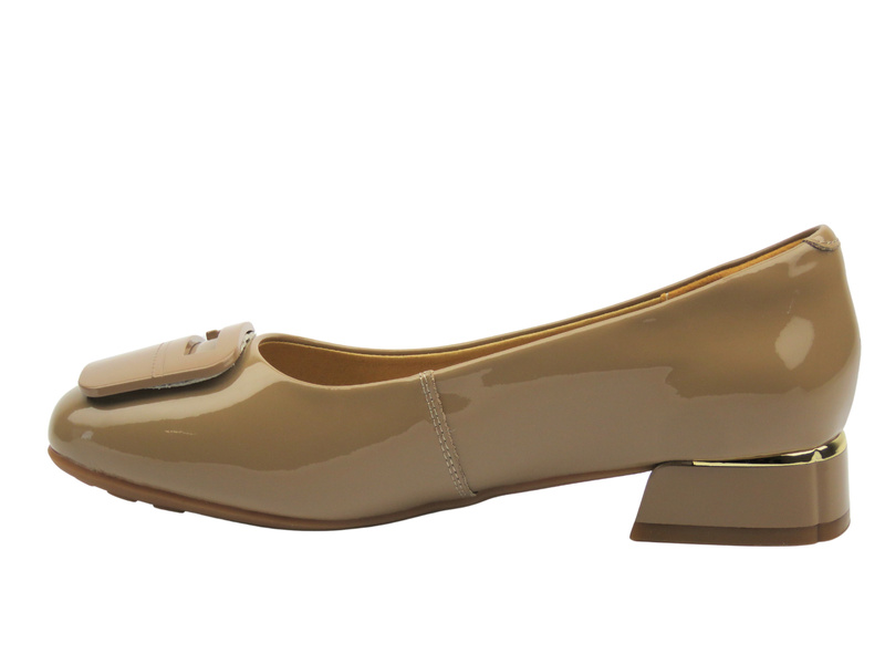 Kožené lodičky na podpatku – Ravini A958-2C, béžové