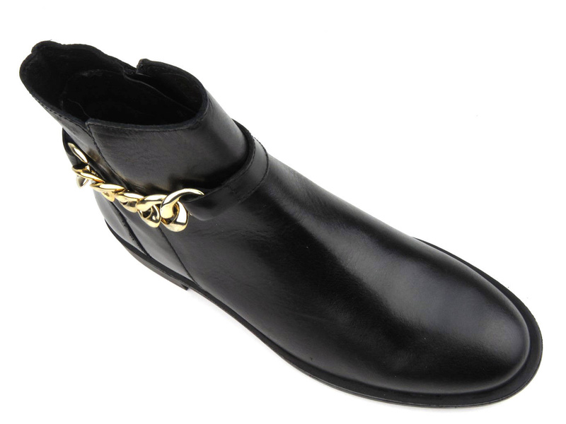 Dámské ploché kotníkové boty zdobené řetízkem - VENEZIA 7735638 SIER NER, černá