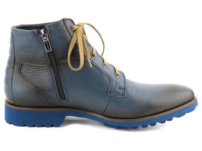 Pánské kožené boty se zateplením - Conhpol 1377, tmavě modrá