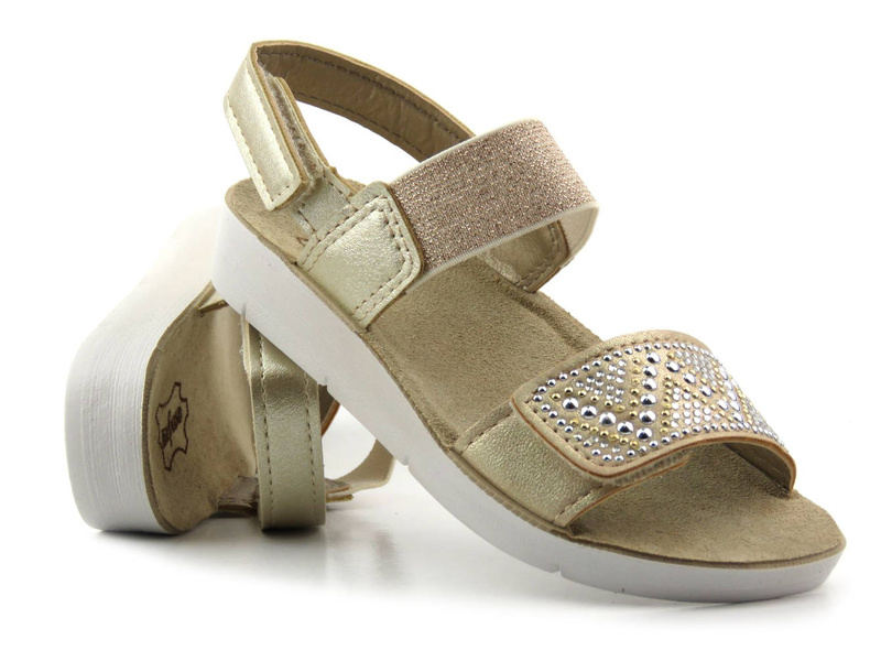 Dětské sandály s koženou stélkou - BEFADO 068Y002, platina