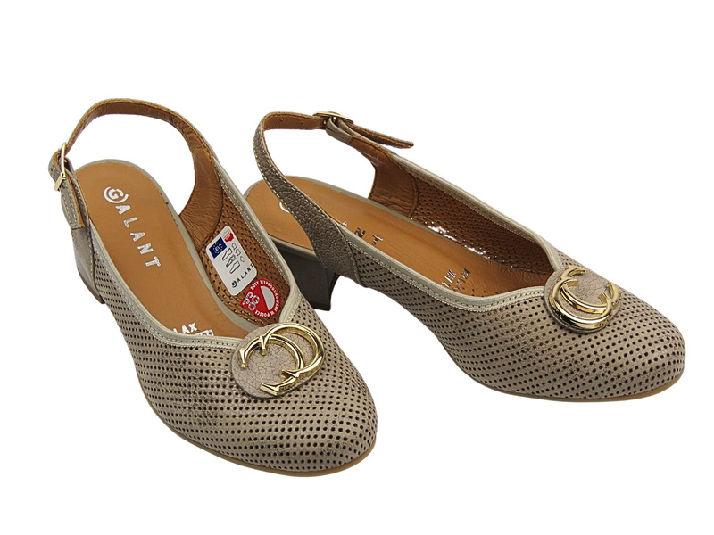 Kožené lodičky na podpatku – GALANT 3200, béžové