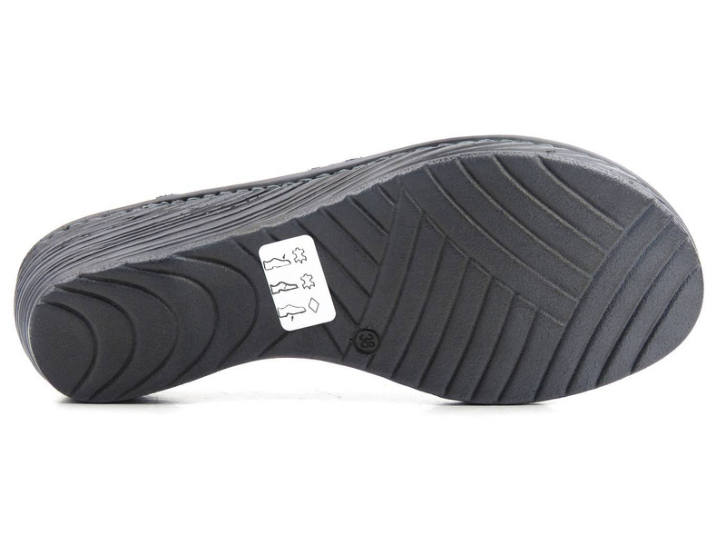 Pohodlné dámské sandály na klínku - HELIOS Komfort 624, tmavě modrá