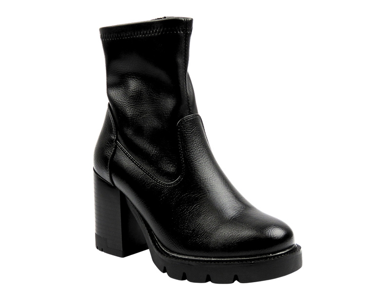 Dámské kotníkové boty na podpatku černé Potocki 25-12419
