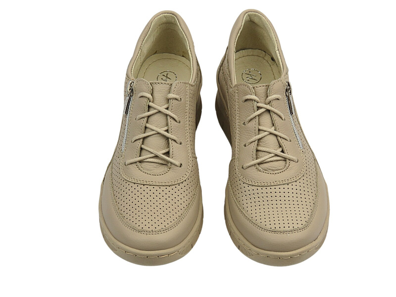 Kožené polobotky, dámské tenisky – Helios 427, ecru