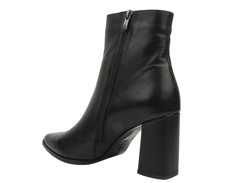 Elegantní dámské kotníkové kozačky na vysokém podpatku - VENEZIA L006LEBLOBB034, černé se zipem