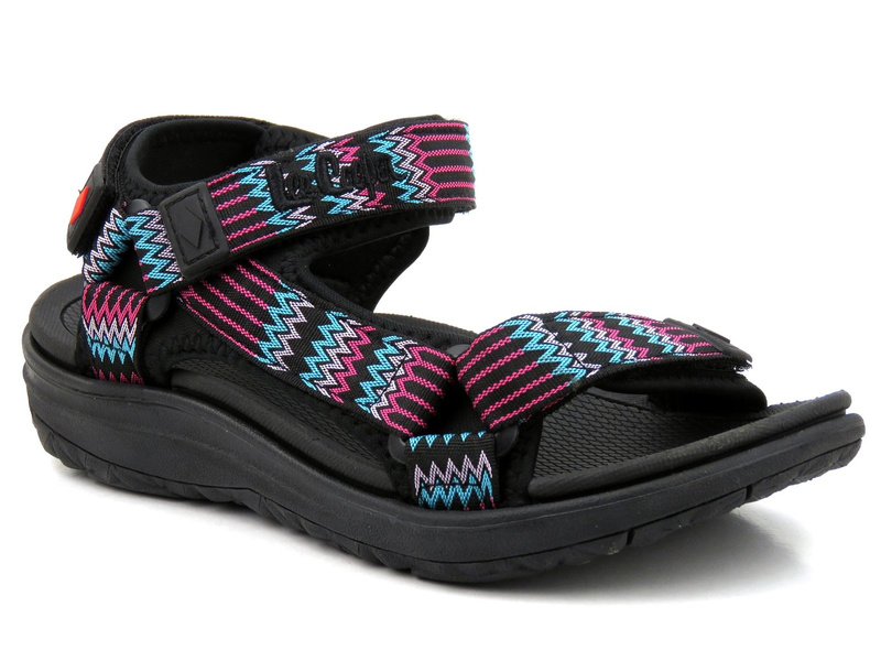 Dámské sportovní sandály na suchý zip - Lee Cooper 22-34-0948, černé se vzory