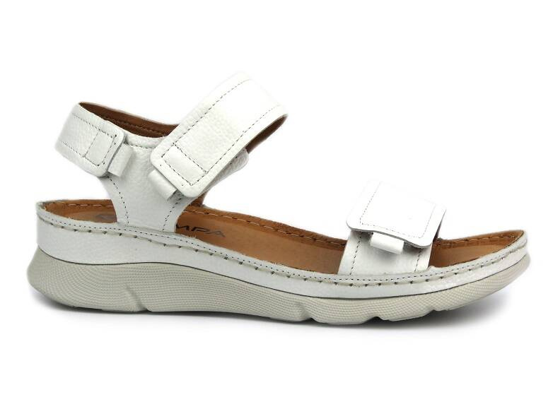Pohodlné dámské kožené sandály - Kampa K828. 444, bílé