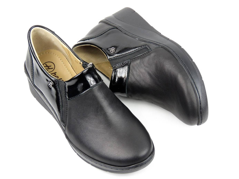 Dámské kožené boty se zvýšenou podrážkou - HELIOS Komfort 348, černá