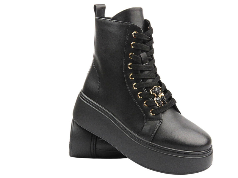 Dámské kotníkové boty na platformě - CheBello 4294, černé