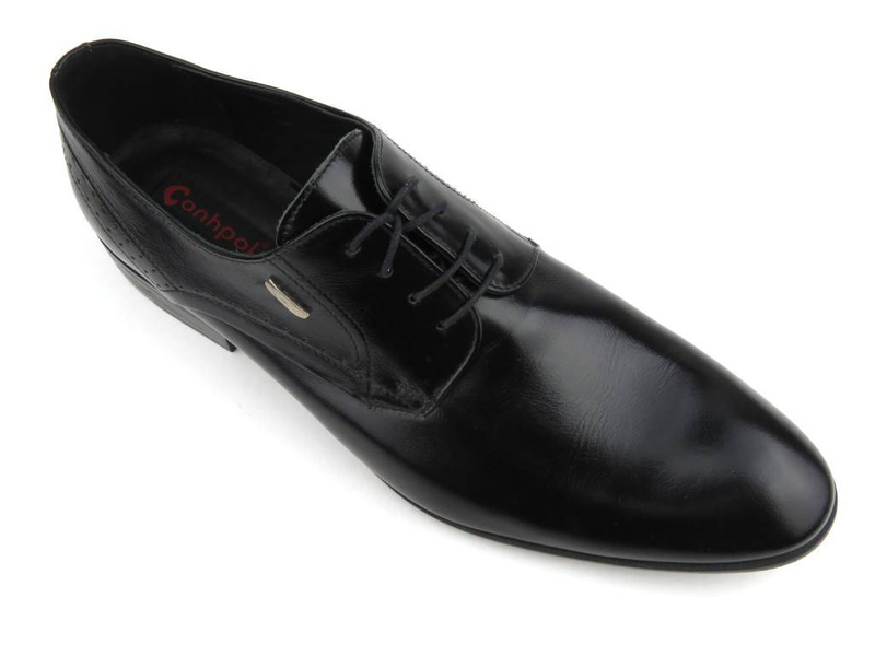 Kožená pánská společenská obuv - CONHPOL 3611-0017, černá