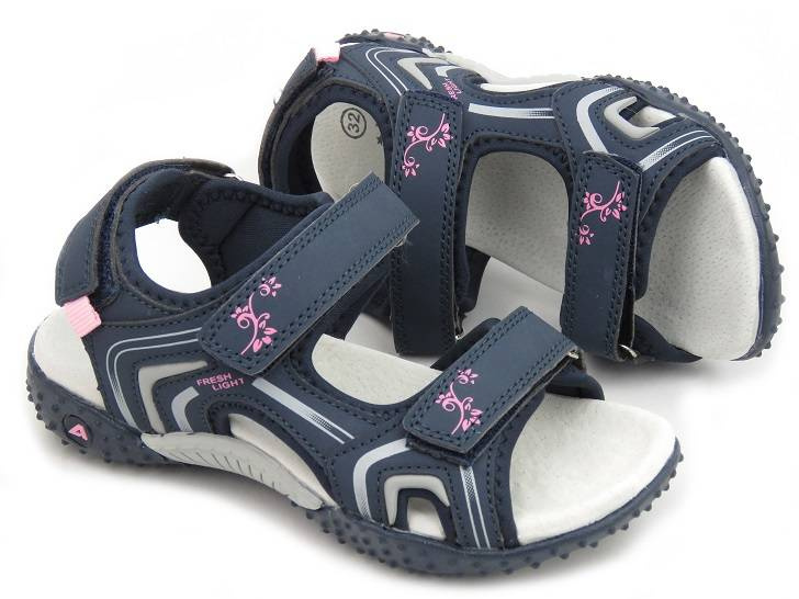 Dětské sandály s koženou stélkou - AMERICAN CLUB HL 05/21, tmavě modrá