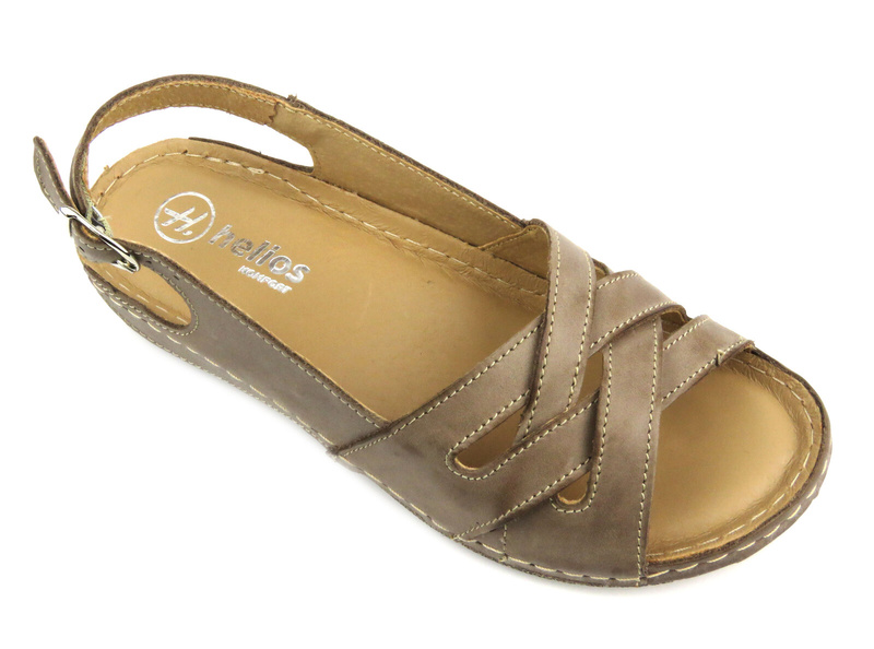 Dámské kožené sandály na platformě - HELIOS Komfort 248, světle hnědé