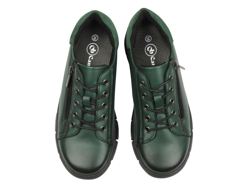 Zelené kožené dámské polobotky Cambell 25‑19305