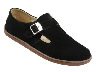 Dámské barefoot kožené minimalistické polobotky černé Nika Komfort 1453