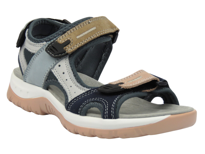 Dámské kožené sandály na suchý zip - Nika comfort H-665, modrá