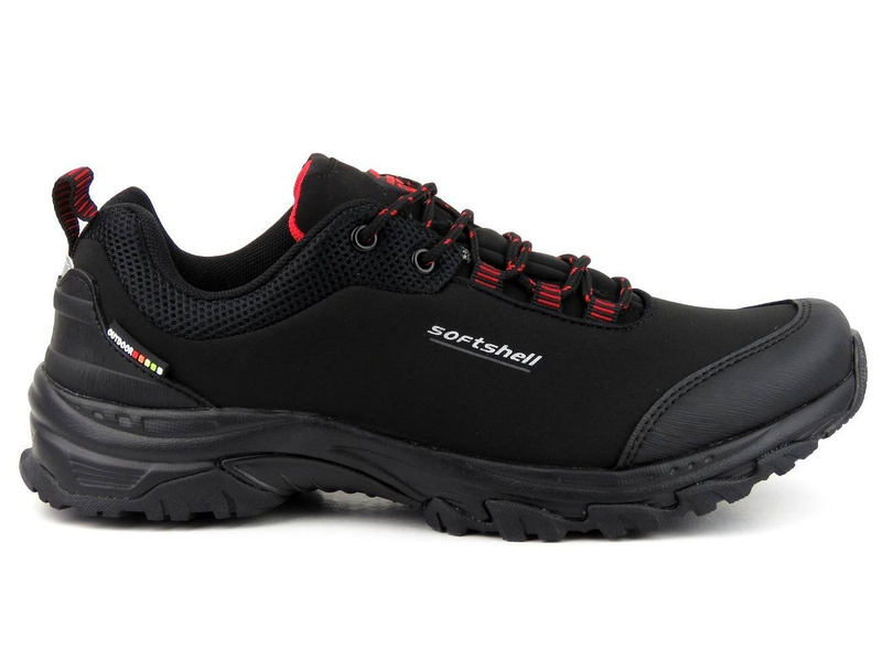 Pánské softshellové trekingové kalhoty - AMERICAN CLUB WT47/21(22), černo-červené