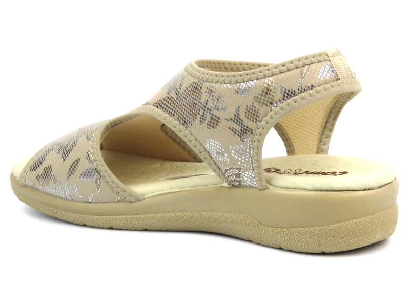 Dámské sandály s koženou stélkou - Comfooty EMMA, béžová barva