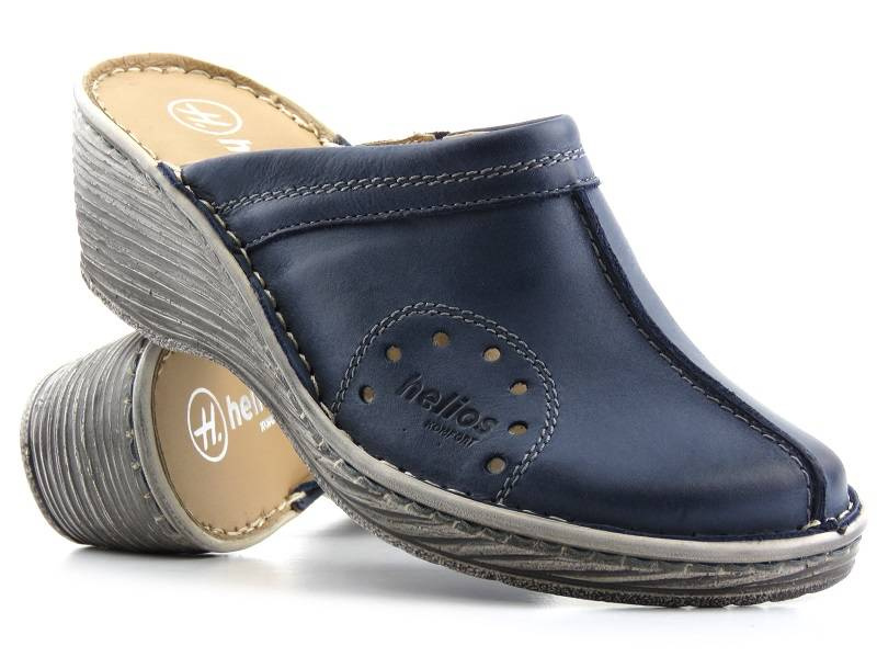 Pohodlné dámské sandály na klínku - HELIOS Komfort 624, tmavě modrá 2