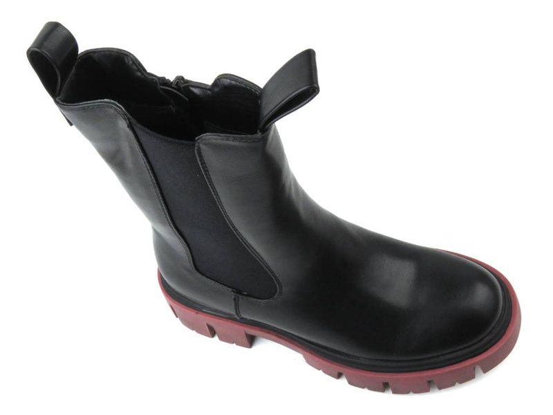 Zateplené kotníkové boty, dámské pracovní na zip - EVENTO 22BT35-5040, černo-červené