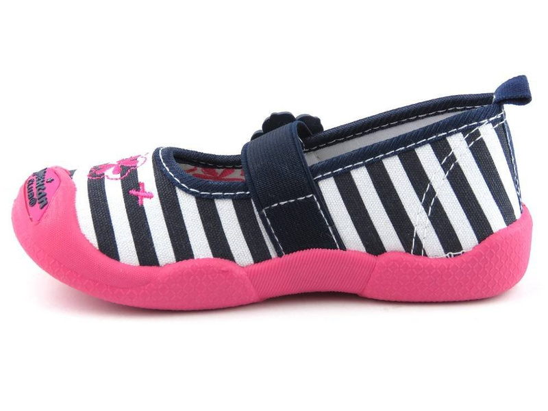 Dětské pantofle s gumičkou - American Club TEN 115/2016, tmavě modrá s pruhy