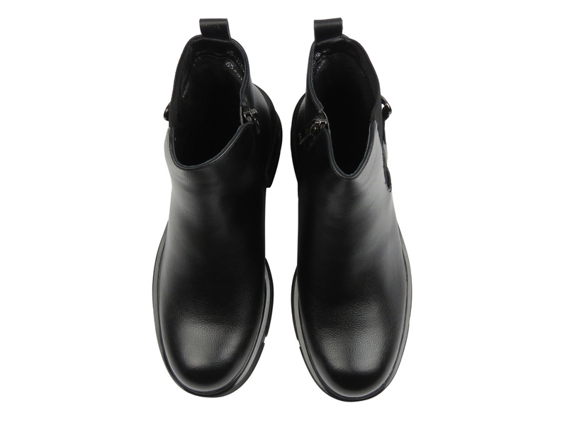 Zateplené, klasické dámské kotníkové boty hnědé – Potocki 25-12681