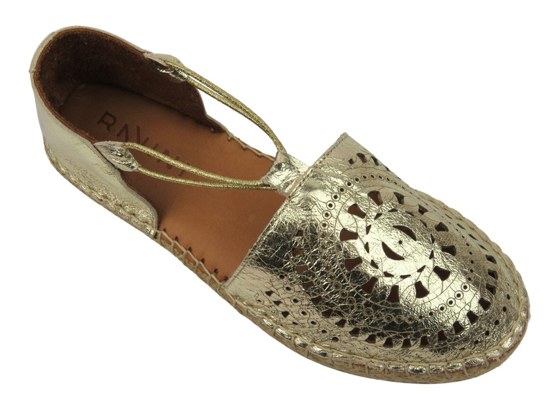 Prolamované polobotky, dámské baleríny - Ravini LB-V 206 12, zlaté