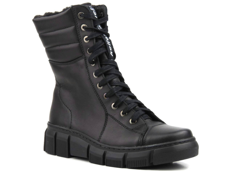 Kožené kotníkové boty, dámské pracovní s vlnou - HELIOS Komfort 611-2, černé