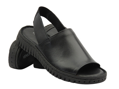 Dámské kožené sandály černé Venezia L023LEBLOBS093