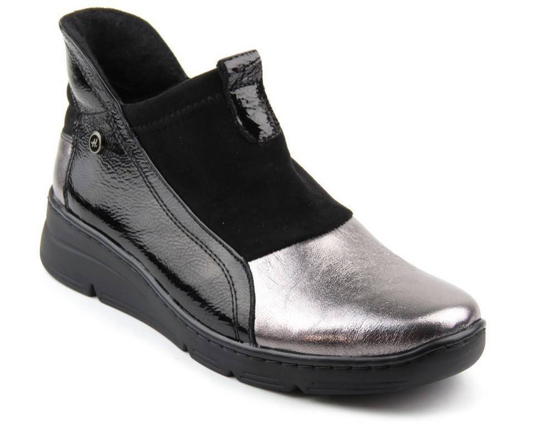 Dámské kožené kozačky HELIOS Komfort 509 stříbrné