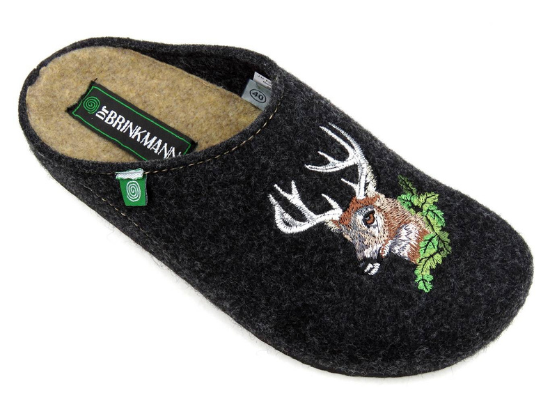 Pánské plstěné pantofle se vzorem jelena - BRINKMANN 220006-09, černé