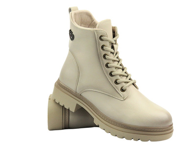 Dámské zateplené kotníkové boty - Potocki 24-12203, béžové