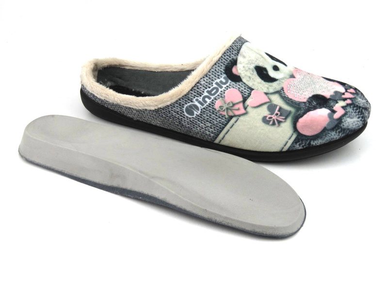 Měkké dámské pantofle s pandou - INBLU 155D209, šedé
