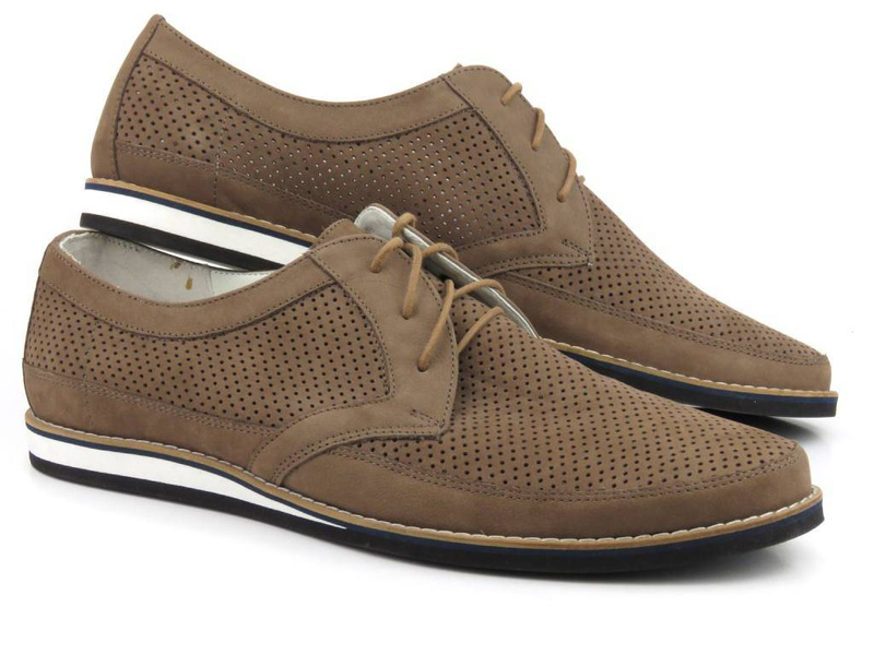 Pánská prolamovaná obuv na jaro a léto - CONHPOL D-732S/33, hnědá