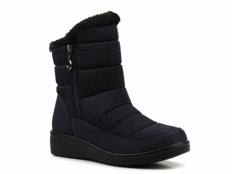 Dámské sněhule zateplené kožíškem - NOVINKA 22SN26-5065, tmavě modrá