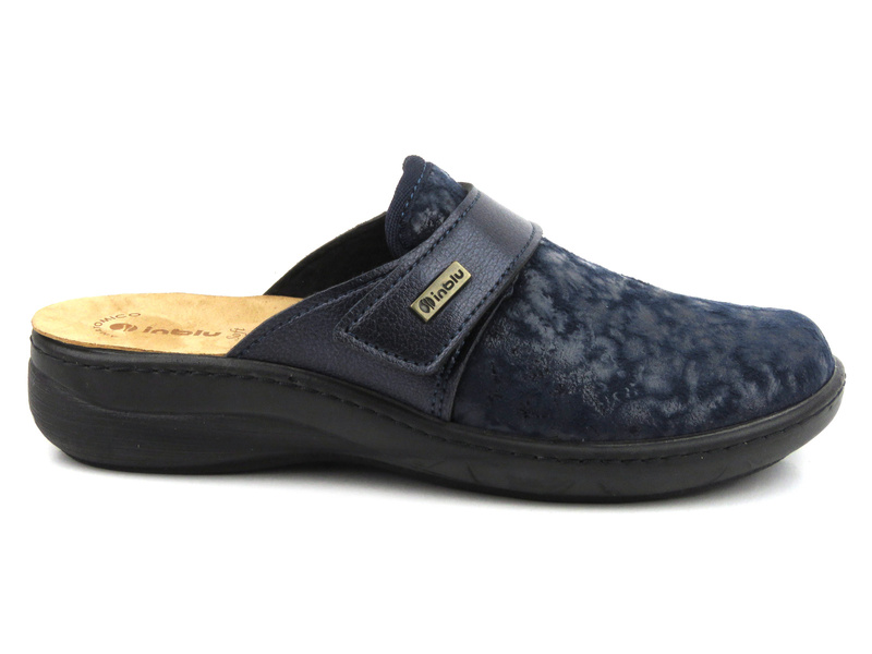 Dámské pantofle s koženou vsadkou - INBLU PB-22, tmavě modrá