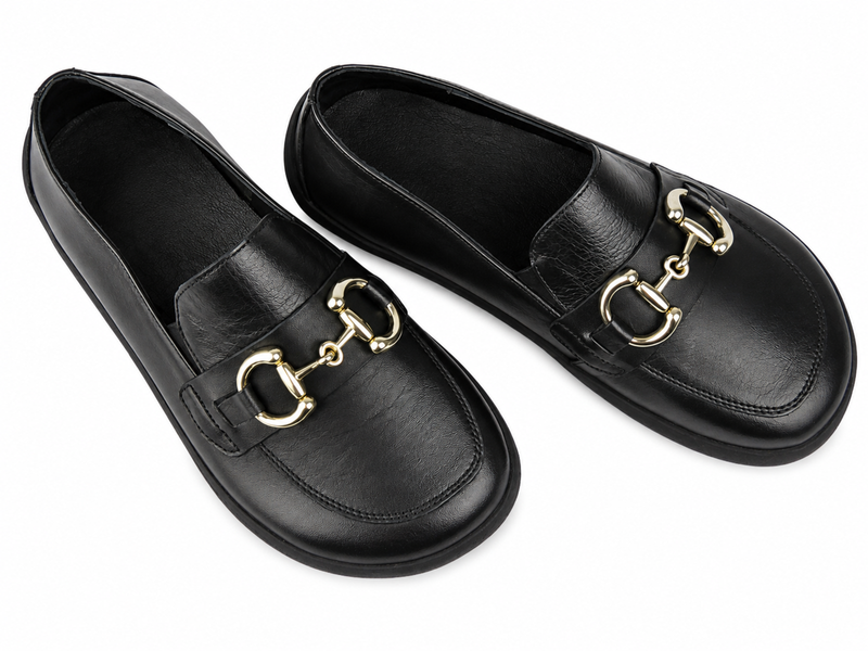 Barefoot kožené minimalistické dámské polobotky s vyšší šířkou H - Nika Komfort 26042 černé